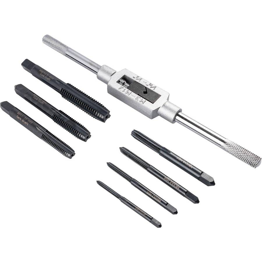 Tork Craft Hss Taps M3 M12 & Tap Wrench 8 Pc Carded Set Mm