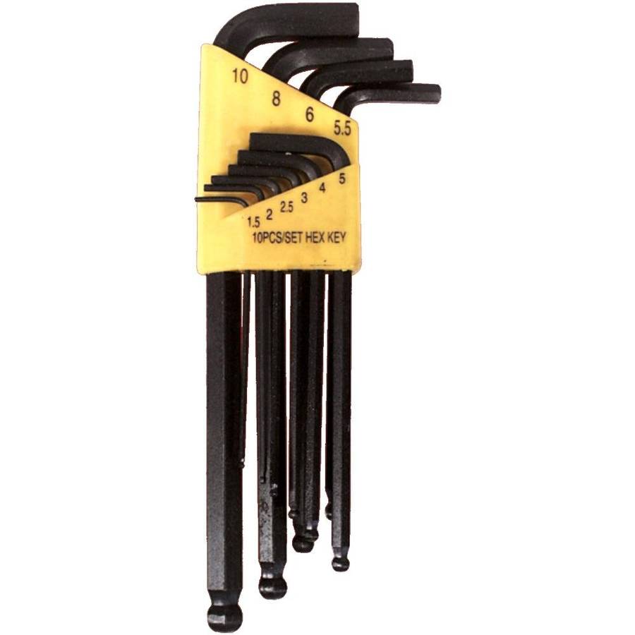 Tork Craft Hex Key Set 10 Pc Ball Point 1.5 10 Mm Carded Cr V