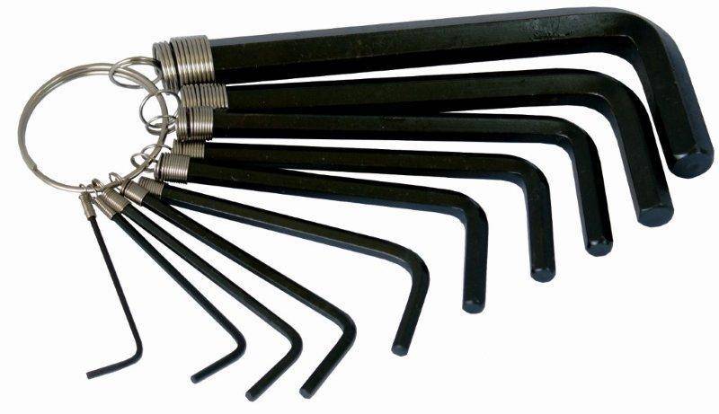 Tork Craft 10 Pc Hex Allen Key Set On Key Ring Sizes 1.5,2,2.5,3,4,5,5.5,6,8,10 Mm