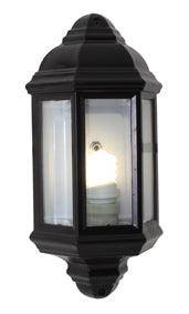 Lantern 3 Panel Half Wall Black E27 1x60w