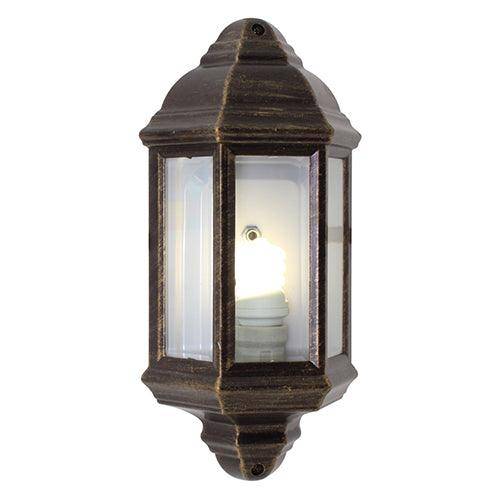 Lantern 3 Panel Half Wall Black Gold 1x E27