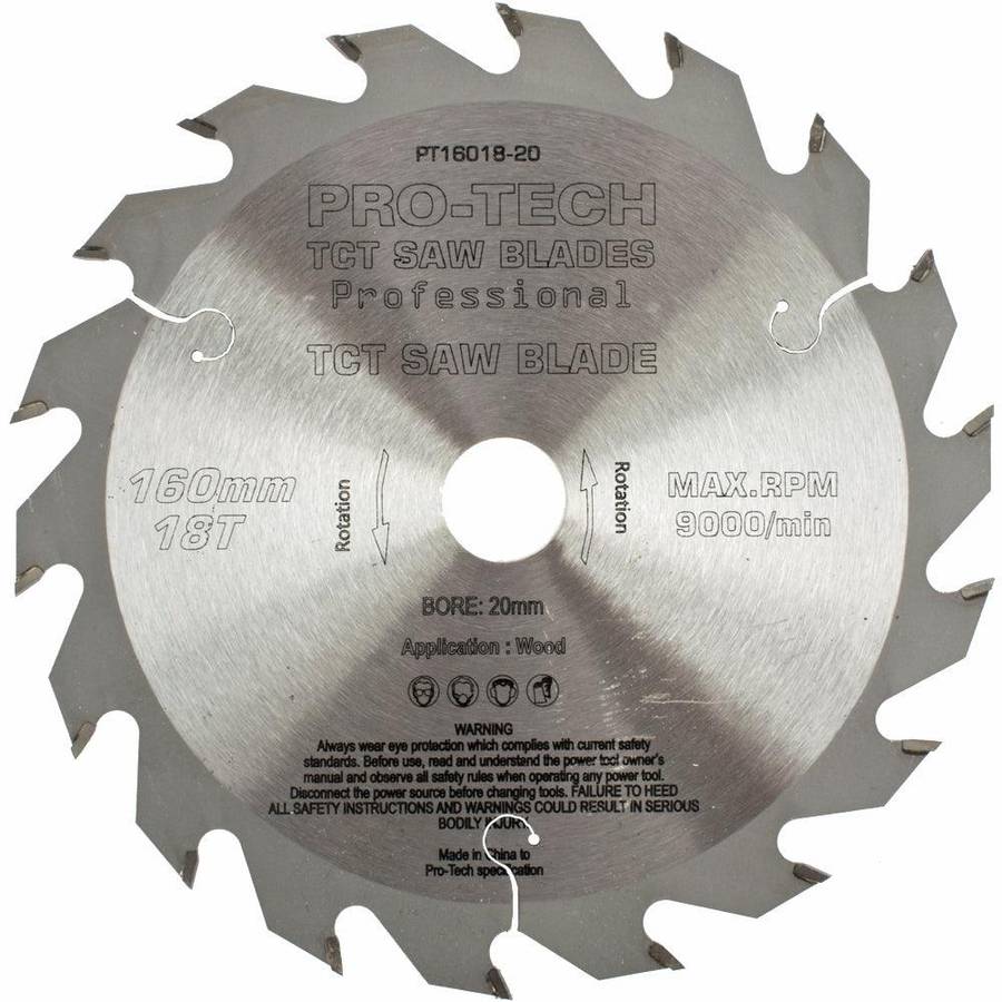 Pro Tech Saw Blade Tct 160 X2.2 X20 X18 T Wood Prof. Pro Tech Fes. Ts55 Pw1