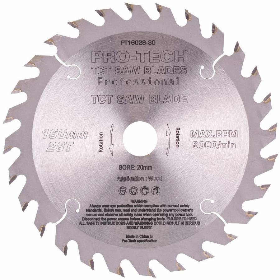 Pro Tech Saw Blade Tct 160 X2.2 X20 X28 T Wood Prof. Pro Tech Fes. Ts55 W28