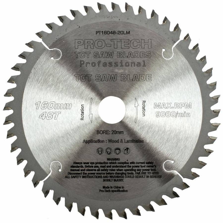 Pro Tech Saw Blade Tct 160 X2.2 X20 X48 T Wood Prof. Pro Tech Fes. Ts55 Pw1