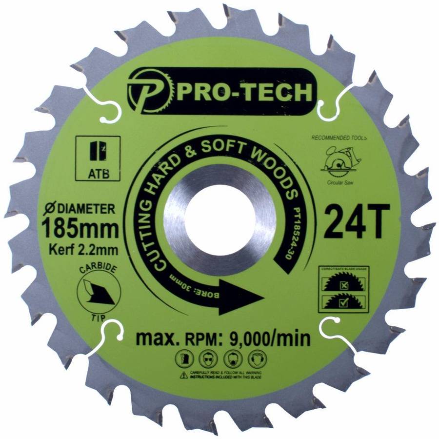 Pro Tech Saw Blade Tct 185 X 2.2 X 30 X 24 T Wood Prof.