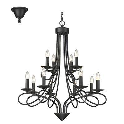 12 Lt Chandelier Black E14 12x40w