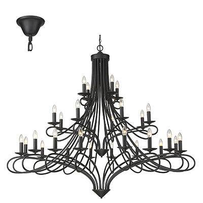 28 Lt Chandelier Black E14 28x40w