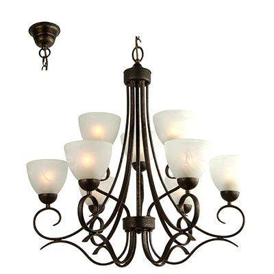 ***Beau Chandelier Antique Bronze E27 9x60w