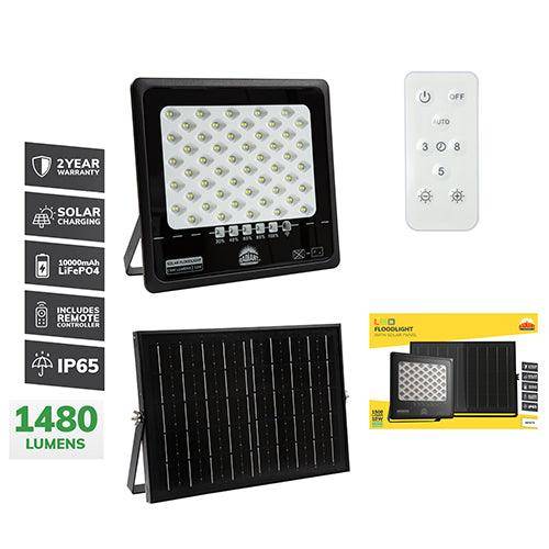 ***Solar Floodlight & Remote Led 1500lm 6500 K