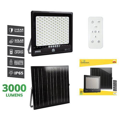 Solar Floodlight & Remote Led 3000lm 6500 K