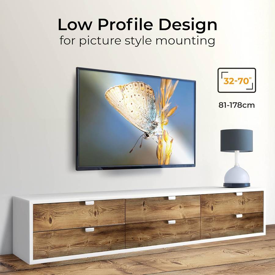 32 70" Flat To Wall Tv Mount Bracket Built In Spirit Level