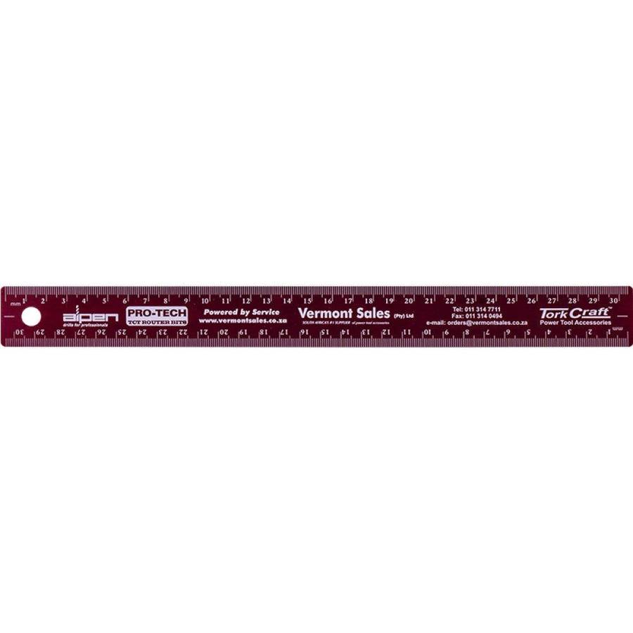 Tork Craft 300 Mm Cork Backed Stainless Steel Ruler Red