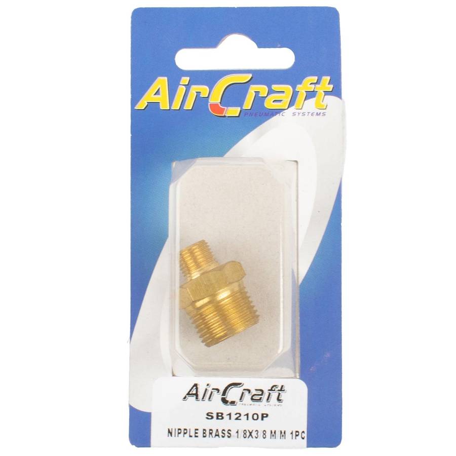 Aircraft Nipple Brass 1/8 X3/8 M/M 1 Pc Pack