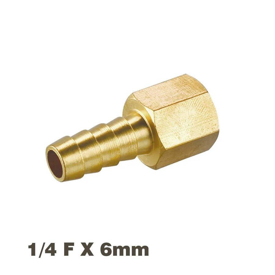 Aircraft Hose Tail Connector Brass 1/4 F X 6 Mm