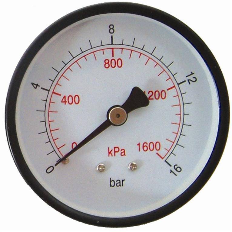 Aircraft Press. Gauge 63 Mm Rear Fit 1/4'0 16 Bar 0 1600 Kpa