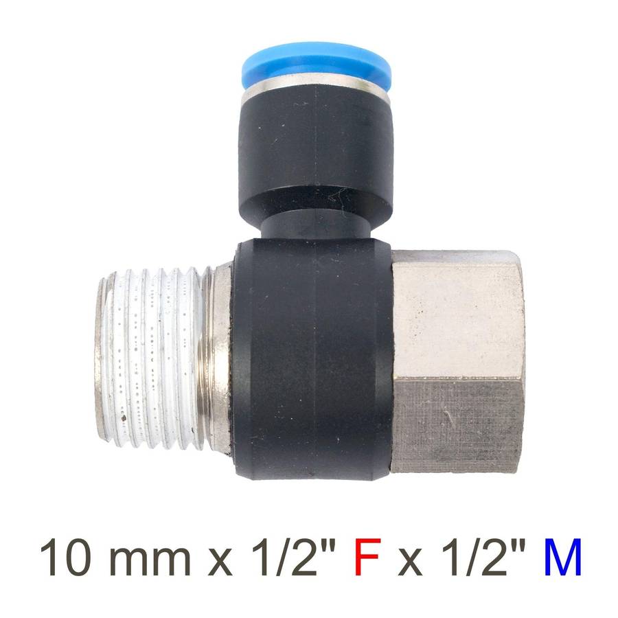 Aircraft Pu Hose Fitting Tee 10 Mm X 1/2'f X 1/2'm