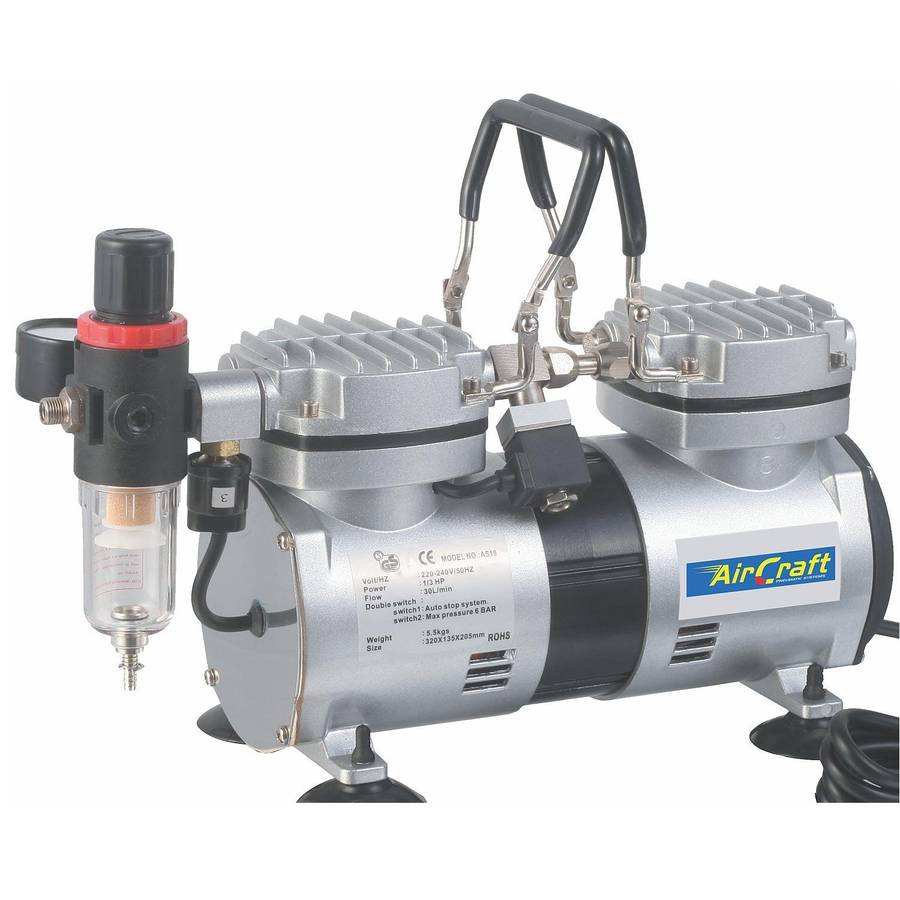Aircraft Compressor For Airbrush 2 Cyl W/Reg.& Filter