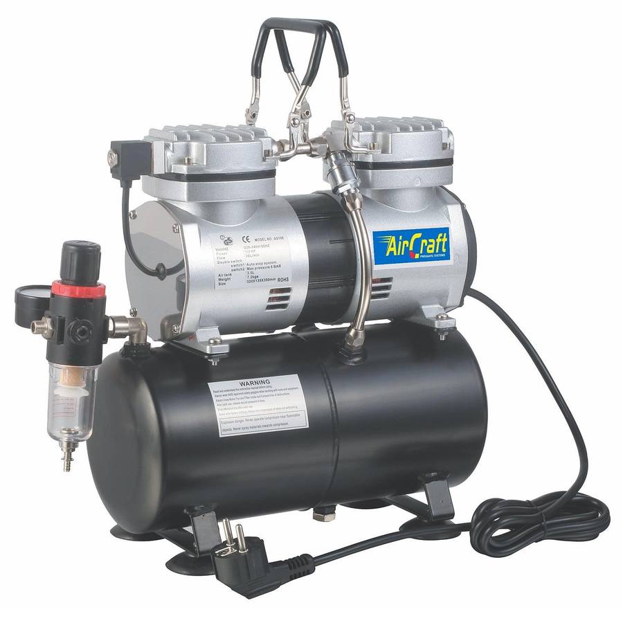 Aircraft Compressor For Airbrush 2 Cyl With Tank