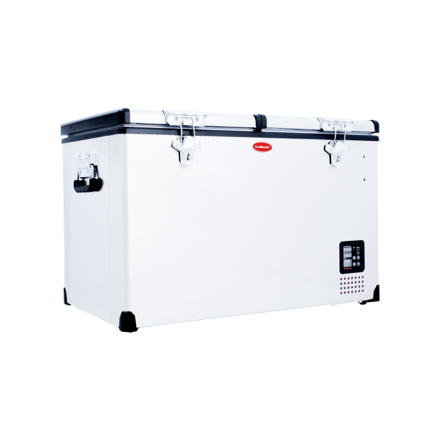 SnoMaster - 81.5L Dual Compartment Portable Fridge/Freezer AC/DC - Stainless Steel (SMDZ-TR82D)