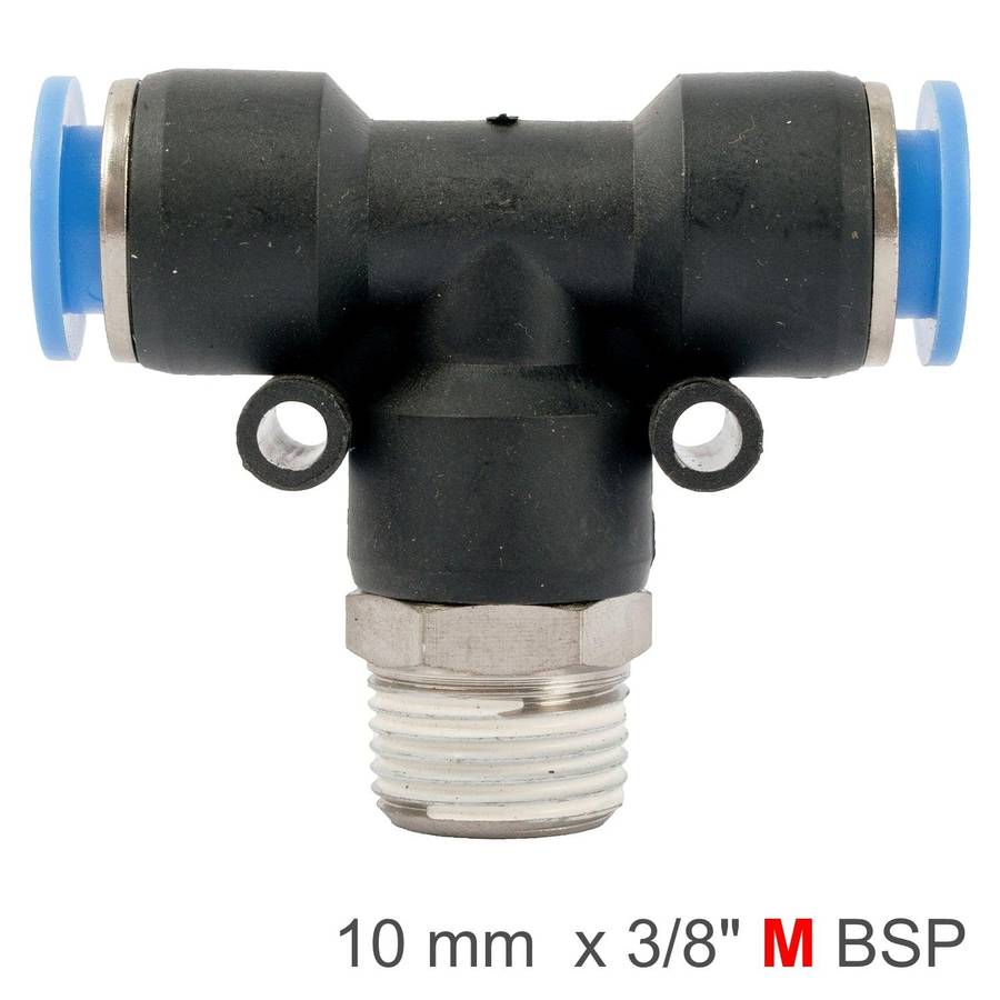Aircraft Pu Hose Fitting Tee 10 Mm 3/8 M