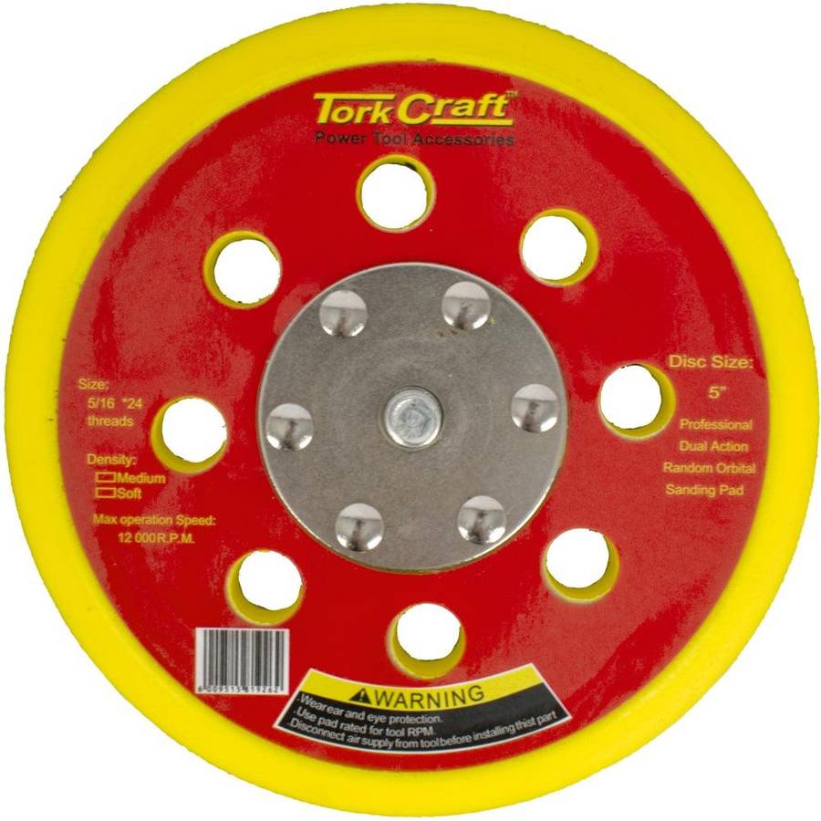 Tork Craft Da Sander Pad Hook And Loop 5 16 24 Unf 8 Holes Med Soft 125 Mm 5'