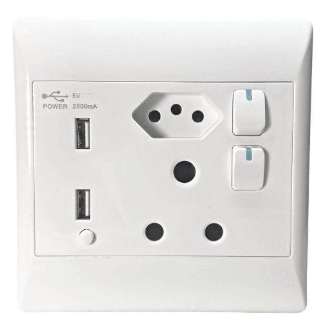 4x4 Wall Socket 1x16 A ,1x Sa New ,2x Usb 5 V 2.5 A Sti 1078