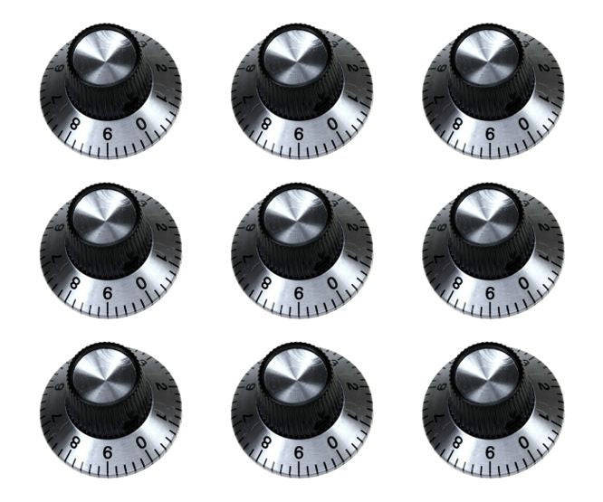 6.35mm Metal Knob With 0 9 Scale D=29 50/Box C2 Knob