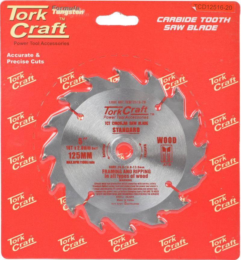 Tork Craft Blade Tct 125 X 16 T 20/13 General Purpose Wood