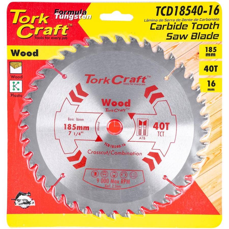 Tork Craft Blade Tct 185 X 40 T 16 Mm General Purpose Combination
