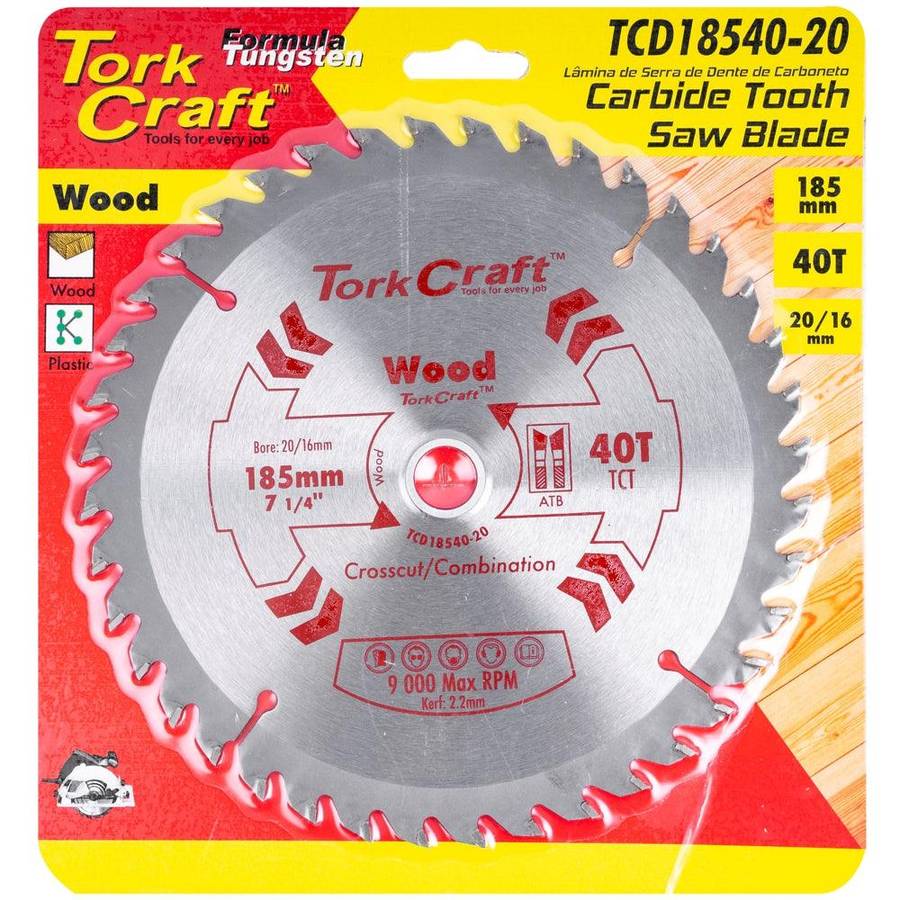 Tork Craft Blade Tct 185 X 40 T 20/16 General Purpose Combination