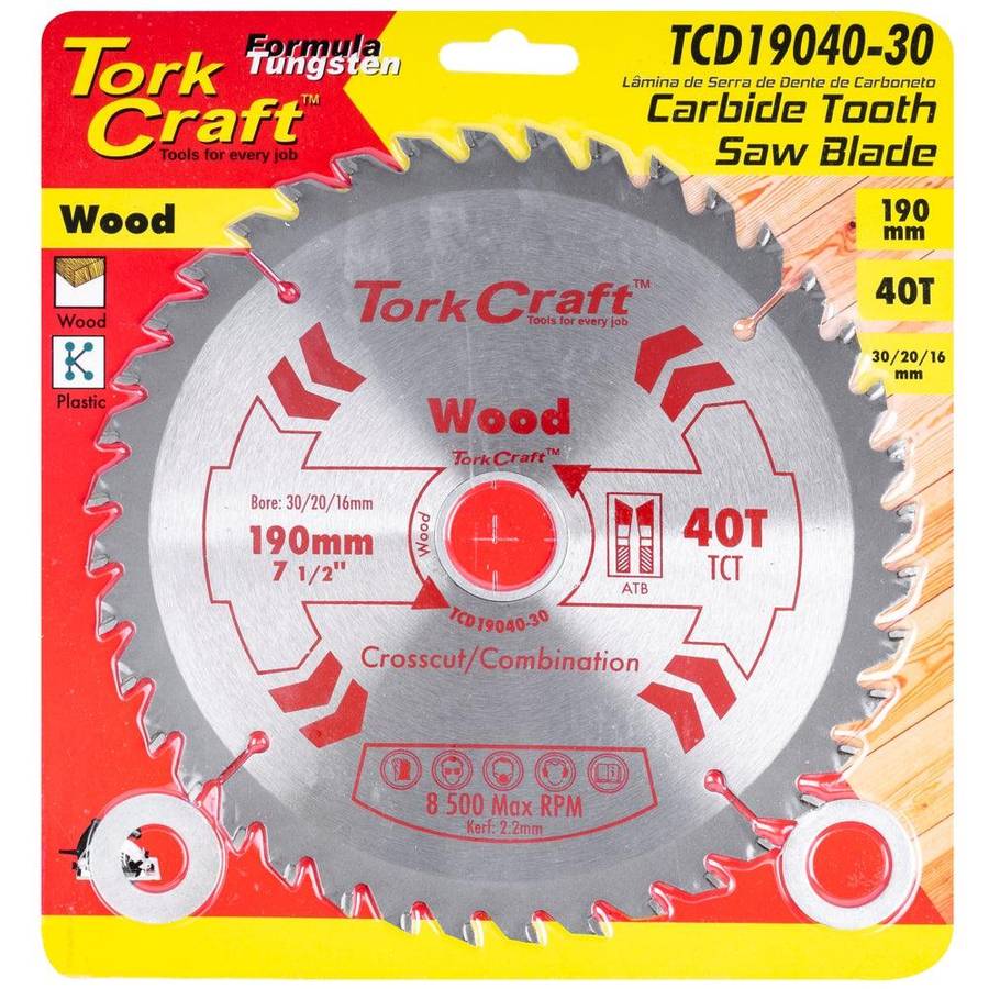 Tork Craft Blade Tct 190 X 40 T 30/20/16 Mm General Purpose Combination