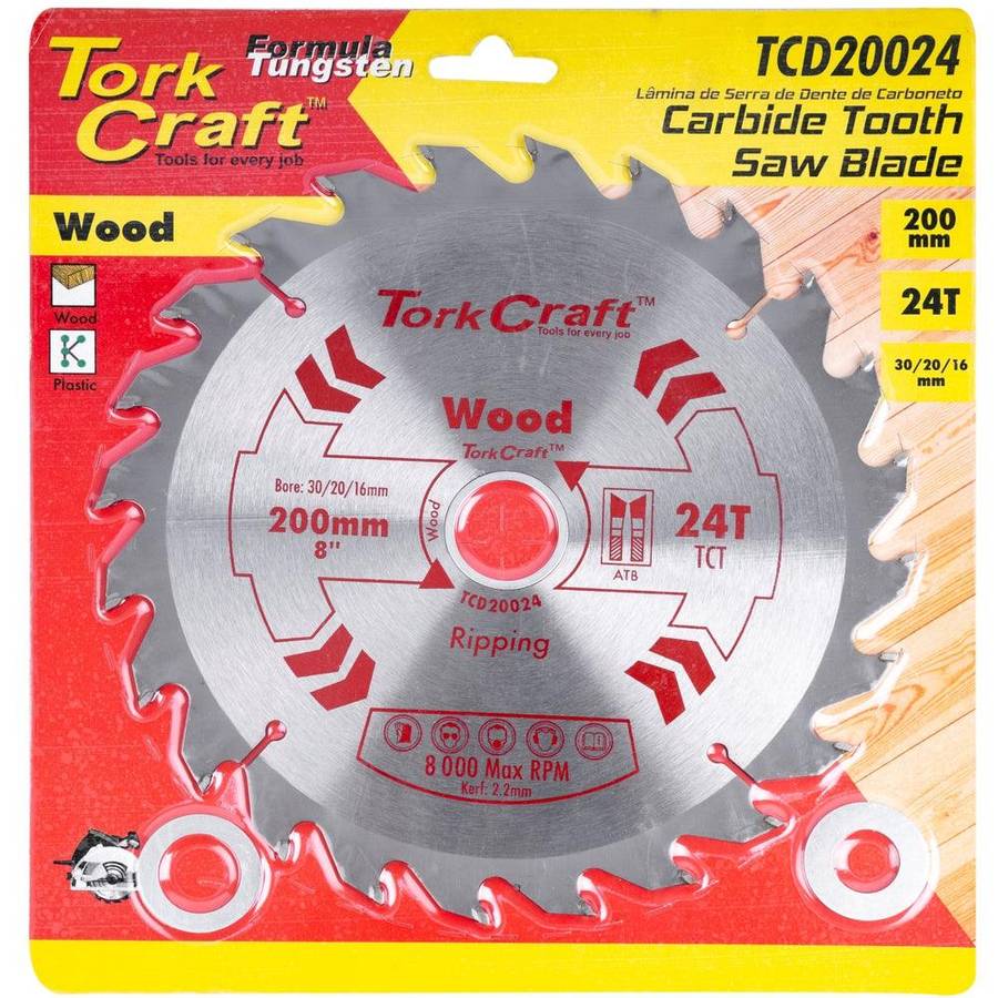 Tork Craft Blade Tct 200 X 24 T 30/20/16 General Purpose Rip