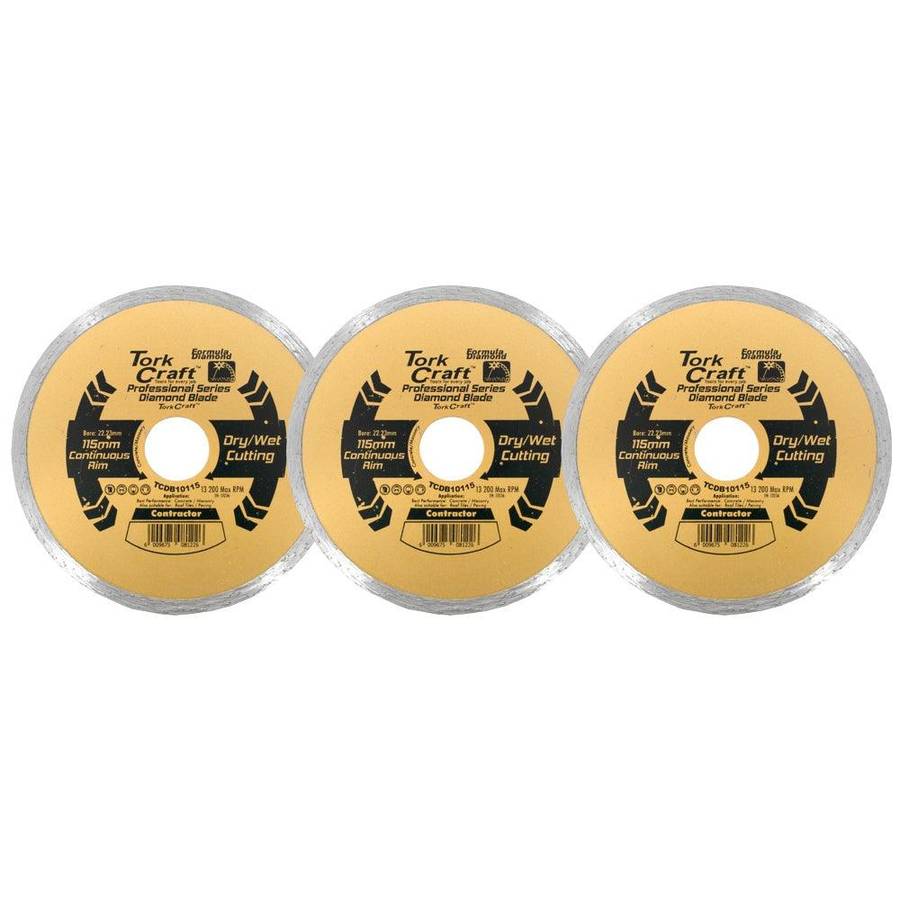 Tork Craft Diamond Blade 115 Mm Cont.Rim Profesional Bulk 3 Pack Shrink