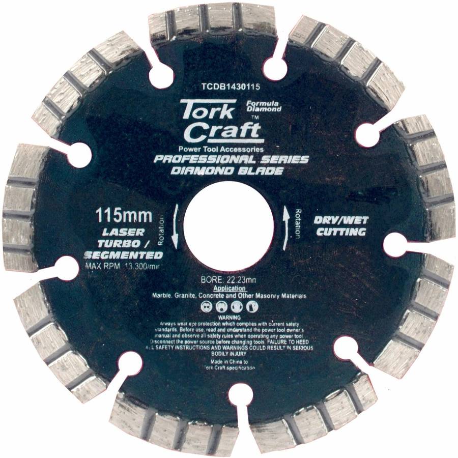Tork Craft Diamond Blade 115 Mm Turbo Segmented Laser Welded Industrial