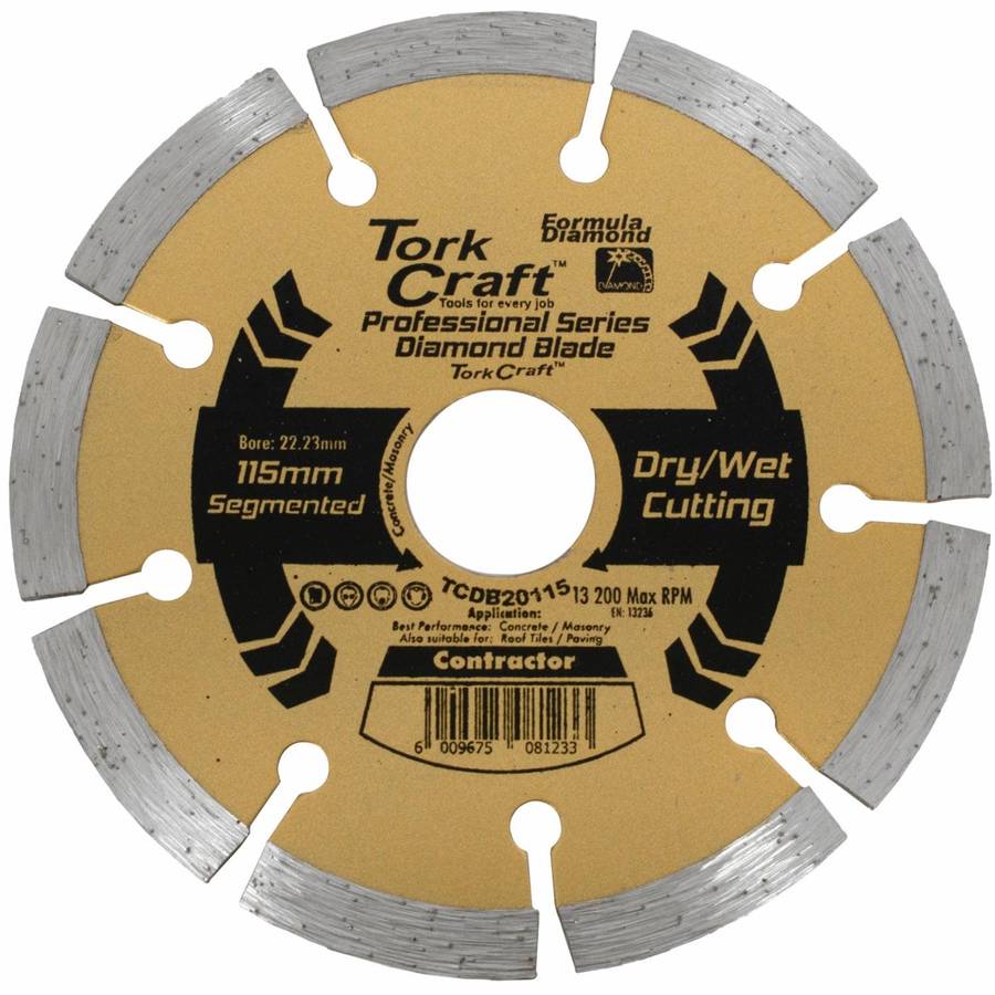 Tork Craft Diamond Blade 10 Mm Seg For Cutting Building Materials 115 Mm 22 X23 Mm