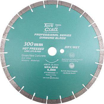 Tork Craft Diamond Blade 300 X 25.4 Mm Green / New Concrete Hot Pressed Segmented