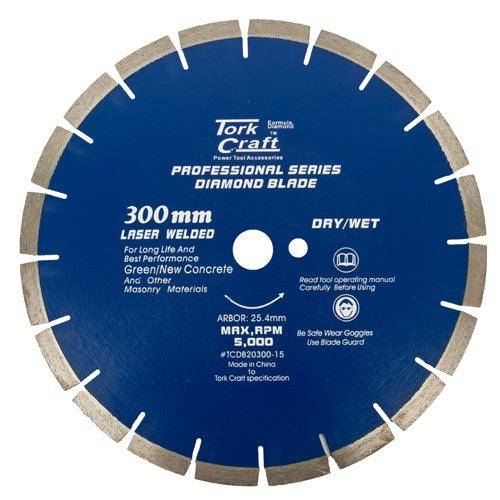 Tork Craft Diamond Blade 300 X 25.4 Mm Green / New Concrete Laser Welded Segmented