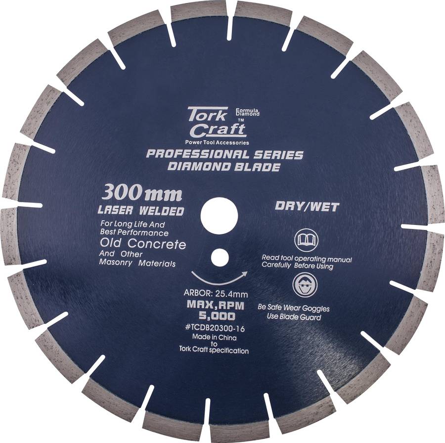 Tork Craft Diamond Blade 300 X 25.4 Mm Old Concrete Laser Welded Segmented
