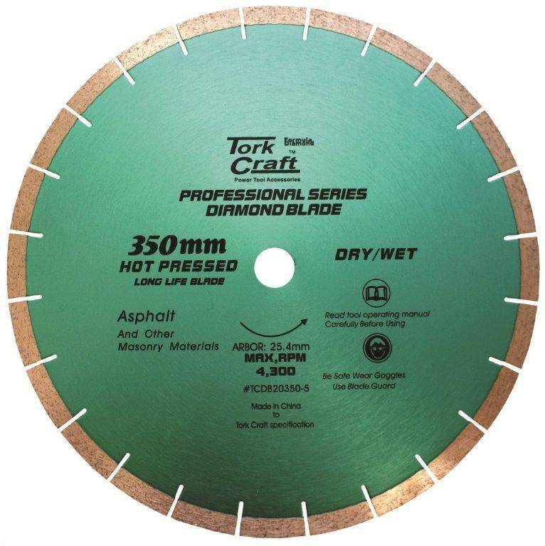 Tork Craft Diamond Blade 350x25.4 Mm Asphalt Hot Pressed Segmented Tar