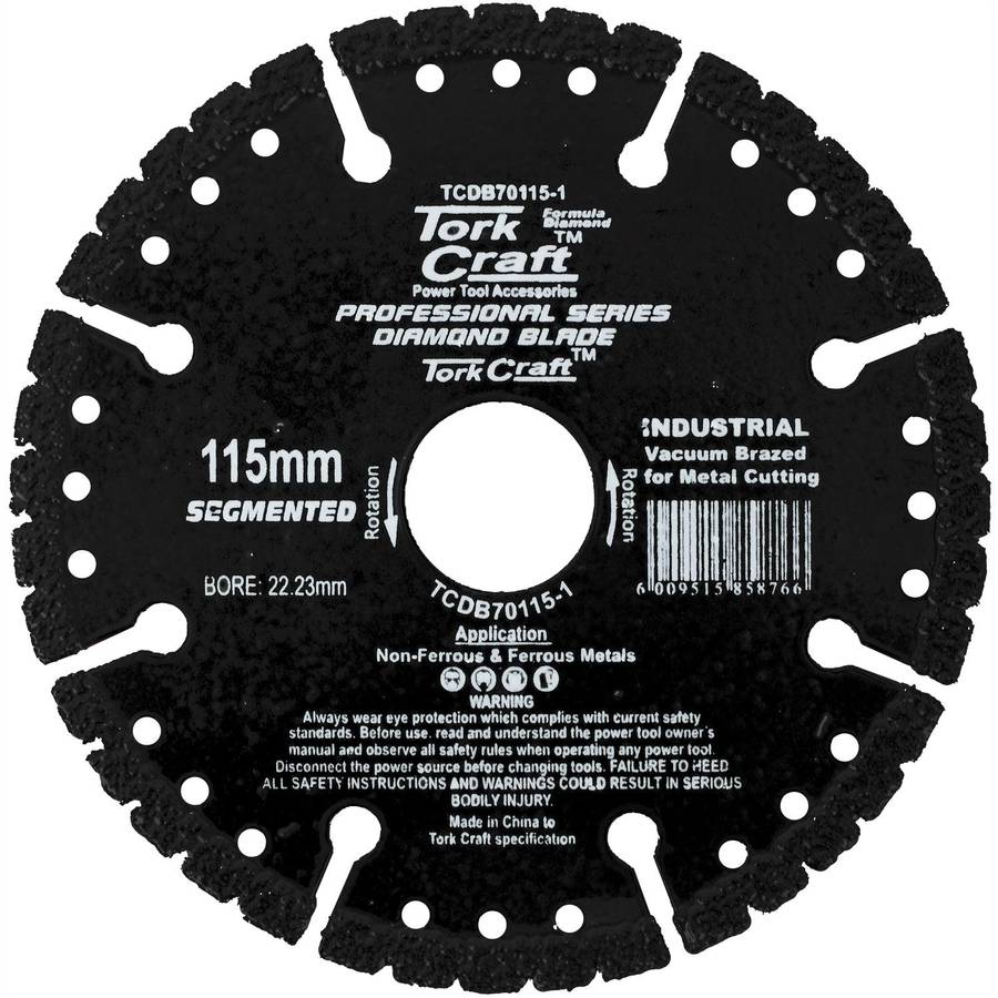 Tork Craft Diamond Blade Seg.115 X 22.23 Mm Vacuum Brazed For Metal Cutting