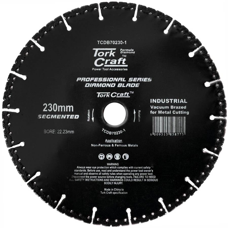Tork Craft Diamond Blade Seg.230 X22.23 Mm Vacuum Brazed Metal Cutting