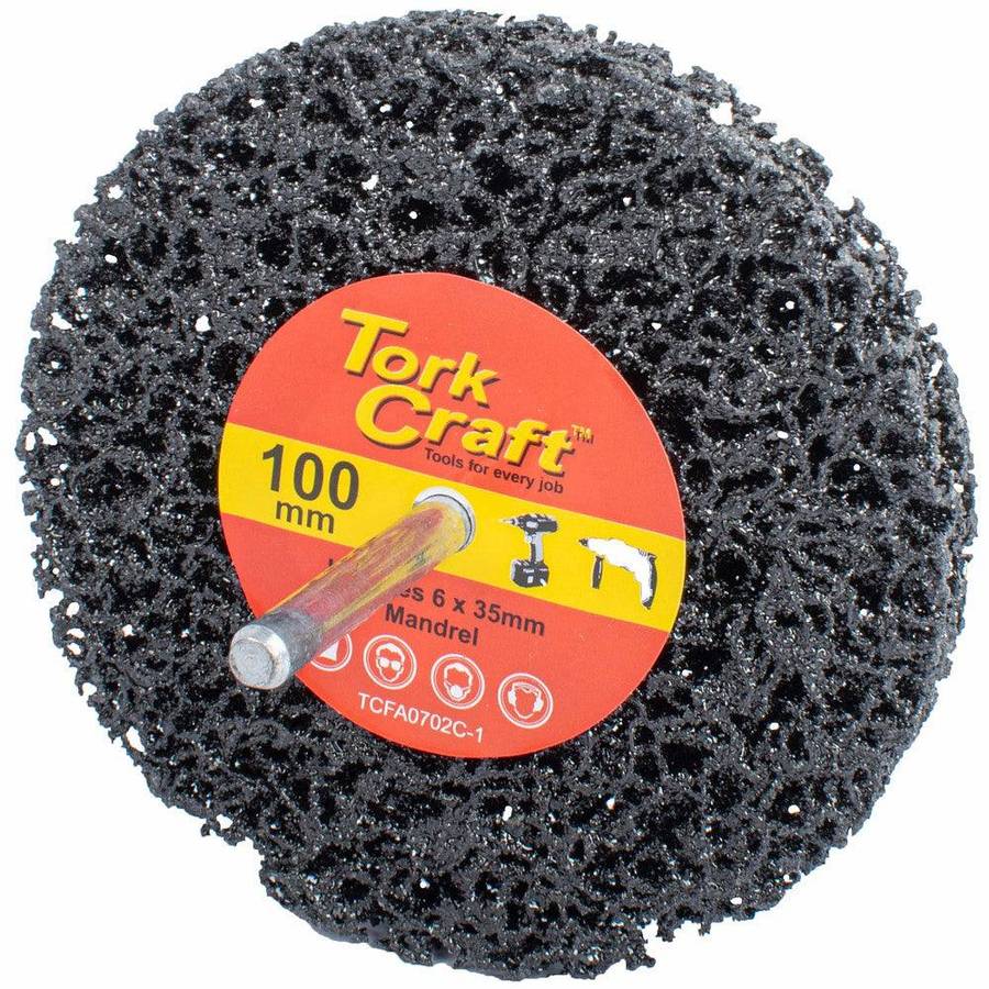 Tork Craft Face Off Disc 100 Mm Fitted 6 Mm Mandrel Carded For A Drill