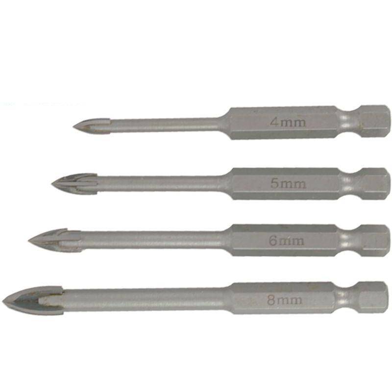Tork Craft Glass & Tile Drill 4 Flute Set 4 Pc 4/5/6/8 Mm In Plastic Case