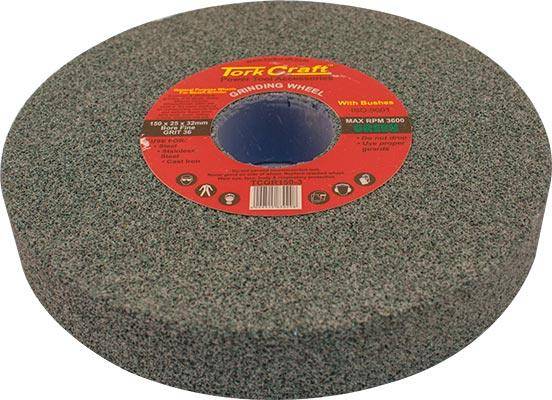 Tork Craft Grinding Wheel 150 X25 X32 Mm Bore Coarse 36 Gr W/Bushes For B/G Green