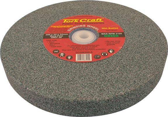 Tork Craft Grinding Wheel 200 X25 X32 Mm Green Coarse 36 Gr W/Bushes For Bench Grin