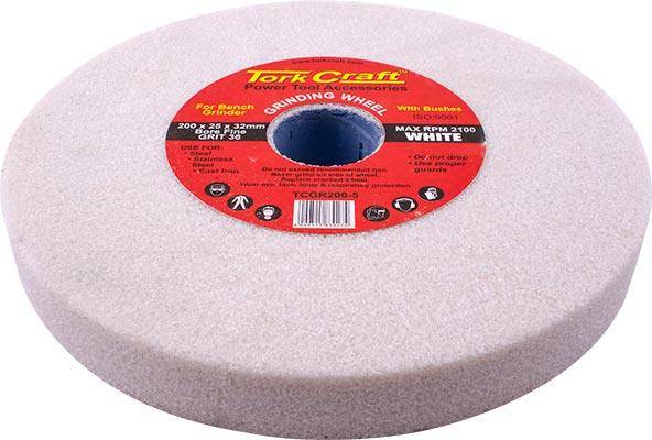 Tork Craft Grinding Wheel 200 X25 X32 Mm White Coarse 36 Gr W/Bushes For Bench Grin