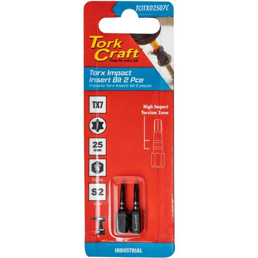 Tork Craft Torx Tx 7 Impact Insert Bit 25 Mm 2 Pc Carded