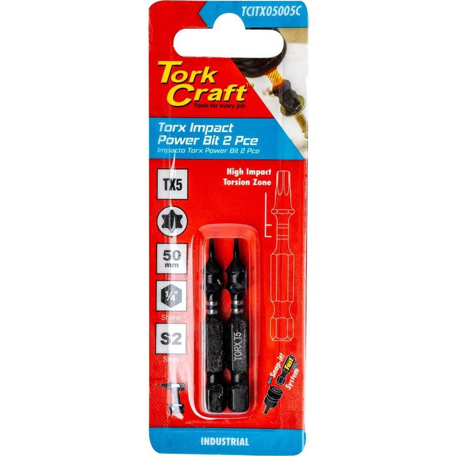 Tork Craft Torx Tx 5 Impact Power Bit 50 Mm 2 Pc Carded