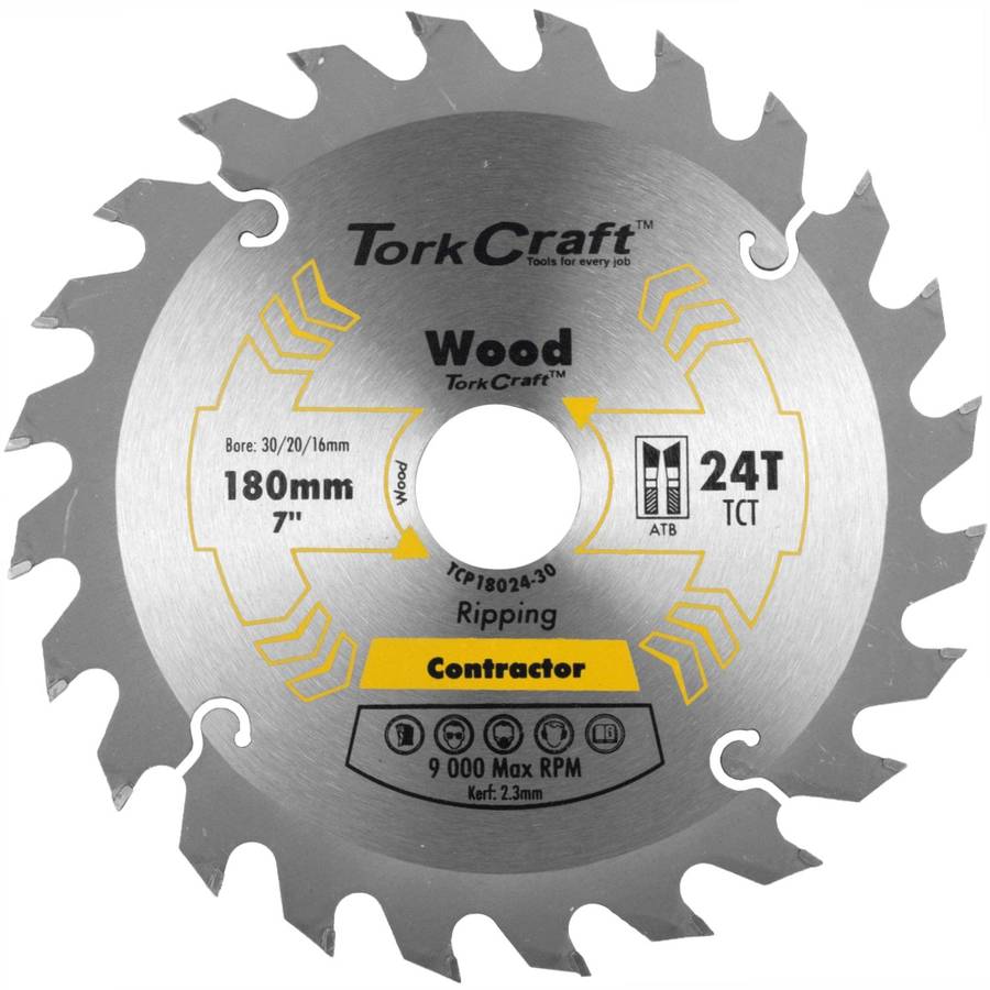 Tork Craft Blade Contractor 180 X 24 T 30/20/16 Circular Saw Tct