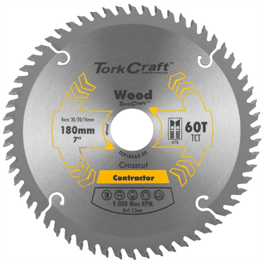 Tork Craft Blade Contractor 180 X 60 T 30/20/16 Circular Saw Tct